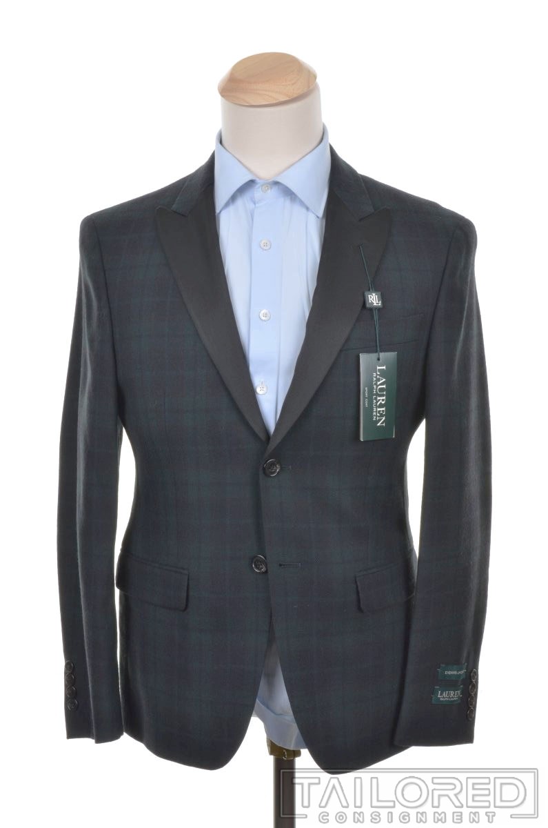 NWT - RALPH LAUREN Green Tartan Check Wool Smoking Jacket Blazer Sport Coat 38 S thumbnail 2