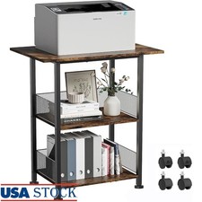 3-Tier Printer Stand Rolling Cart Storage Shelf 3D Printer Scanner Copier New
