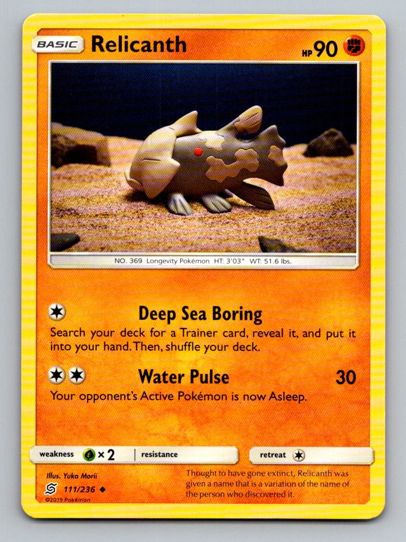 Relicanth 111/236 Uncommon Unified Minds Pokemon Lightly Played