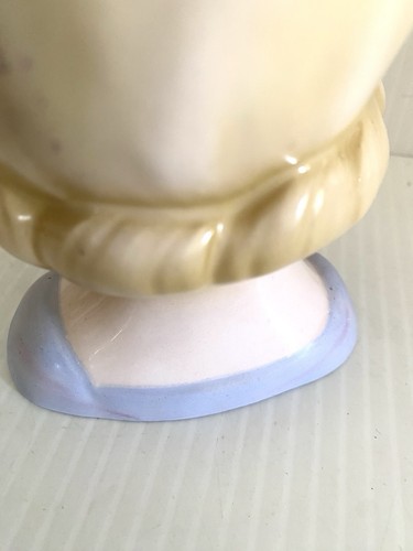 Lady Head Vase Bust Japan Light Blonde Hair Gold Eyelashes 6” Vtg Decor Red Lips - Picture 10 of 17