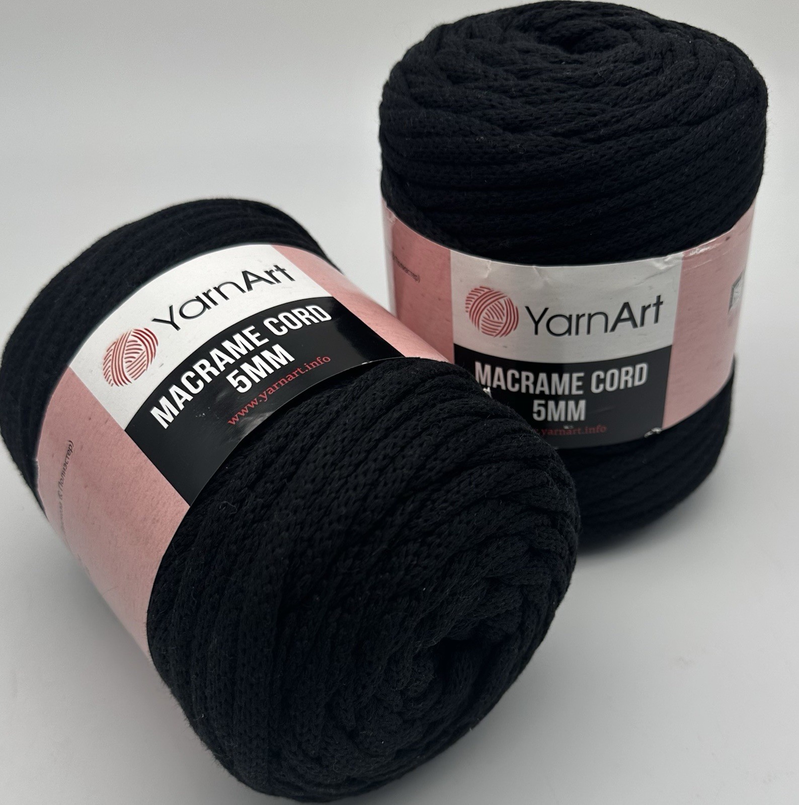 YarnArt Braided 5mm Macrame Cord Rope - 2 x 500g Rolls - 777 Black
