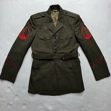 US Marine Corps Men's Enlisted Green Alpha Gabardine Service Uniform Coat Sz 38S