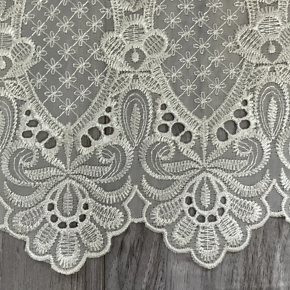 Ivory 11" Scalloped Embroidered Lace Trim 7 Yards Polyester Bridal Sewing Crafts - Image 4 of 4