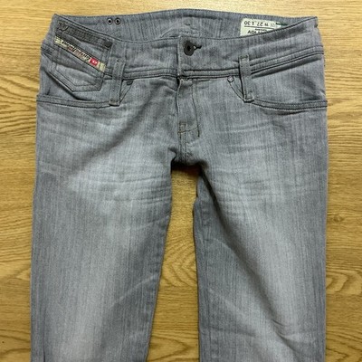 DIESEL LADIES ADI - MATIC SLIM LOW RISE VINTAGE GREY JEANS SIZE 8 W27 L30 (506G)
