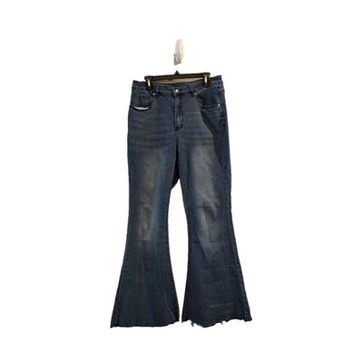 Shein Curve Flare Jeans Size 1XL Raw Hem High Rise Cowgirl Country Western