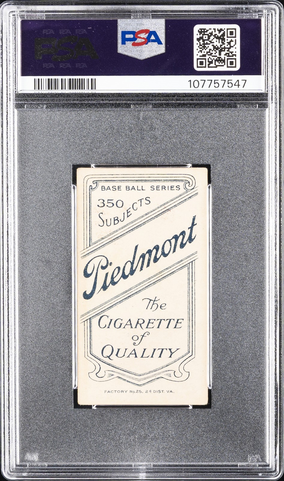 1909-11 T206 PIEDMONT 350 JIM STEPHENS ROOKIE RC PSA 2 view 2