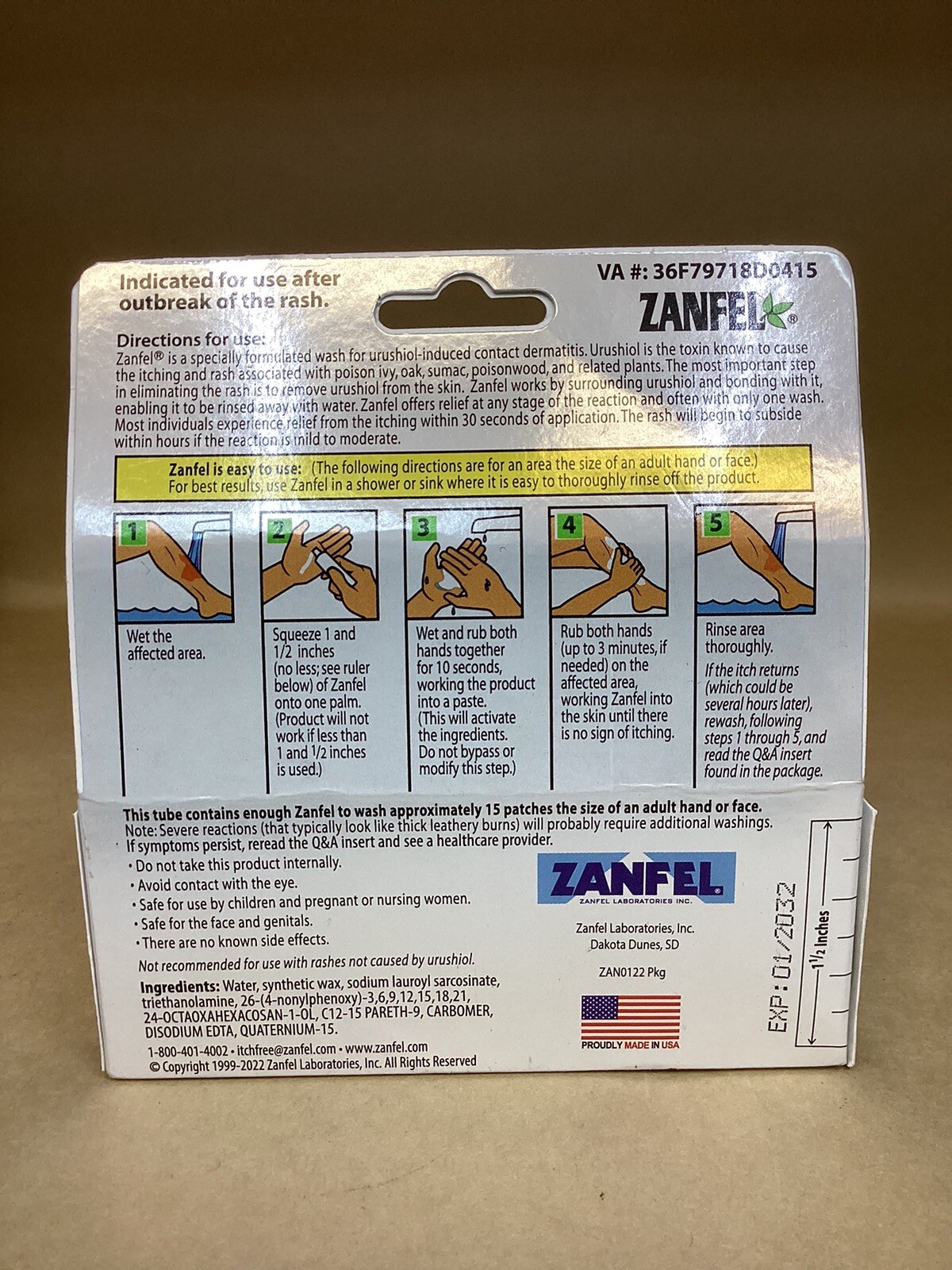 Zanfel Poison Ivy Oak Sumac Dual Action Itch Relief Wash 1oz EXP 01/