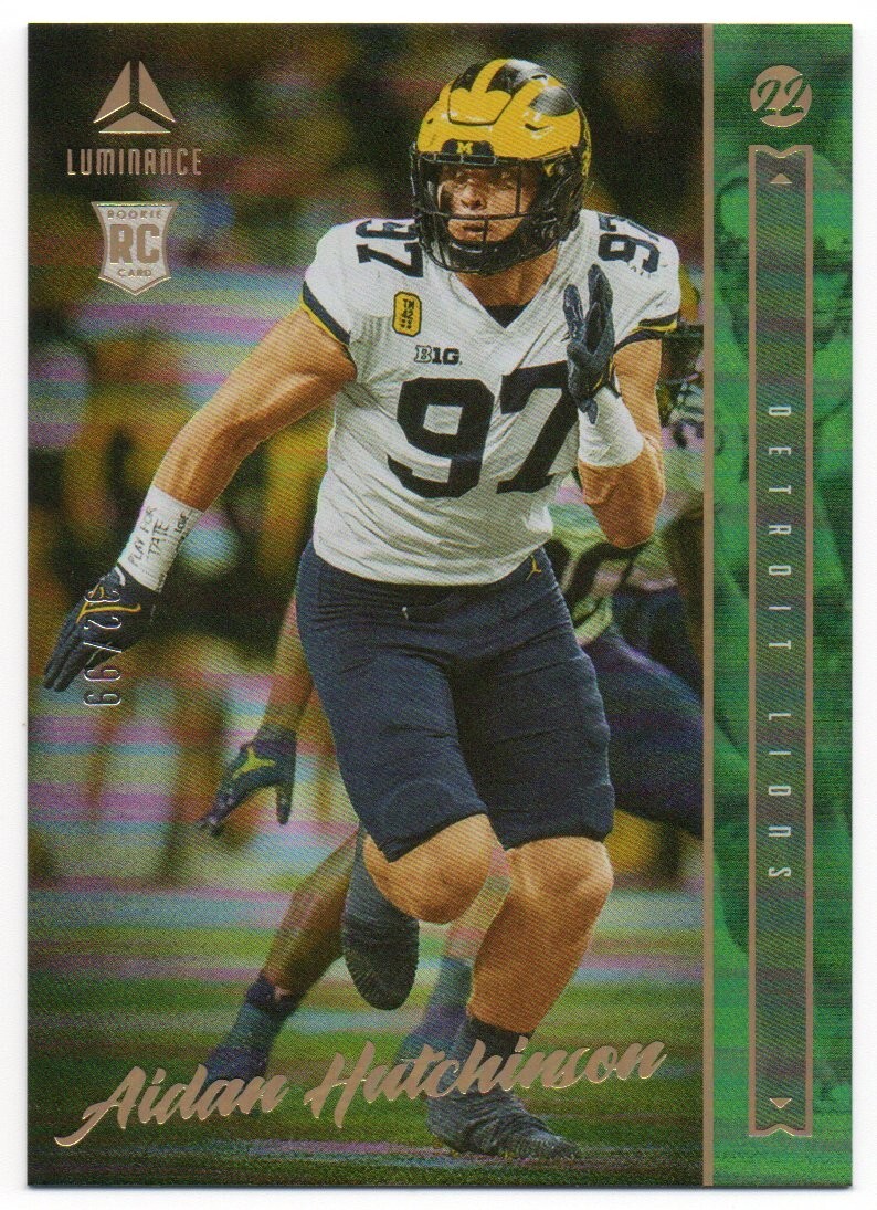 2022 Panini Luminance Green #134 Aidan Hutchinson RC 32/99 Detroit Lions