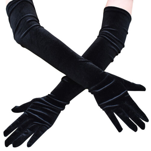 Women Long Velvet Gloves Opera Party Costume Evening Banquet Stretch 21'' Ⓐ - Picture 1 of 13