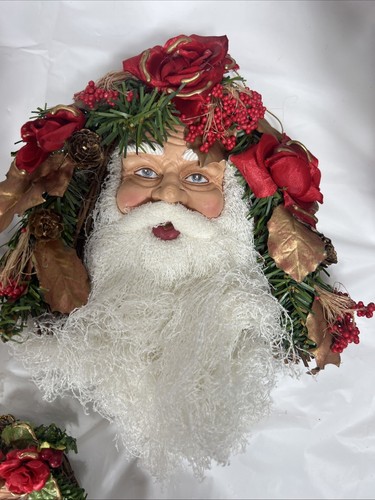 5 Vtg Christmas Santa Head Hanging Yarn String Beard Old World 3 Sm 2 Leg - Picture 2 of 17