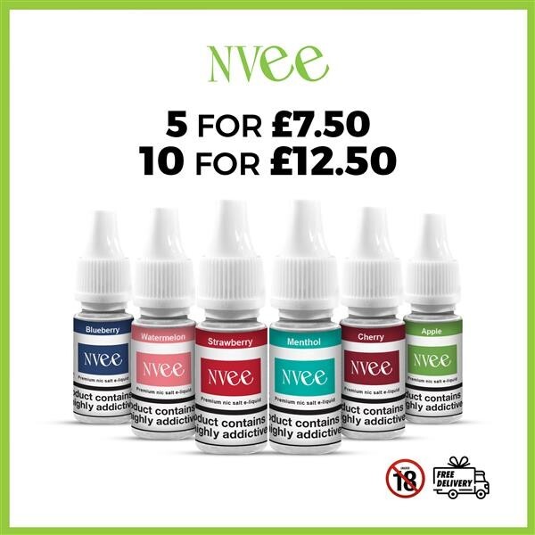 NVee Nic Salt 10ml E-Liquid 0mg 3mg 6mg 9mg 12mg 18mg Vape Juice 50VG/50PG  E-Liq