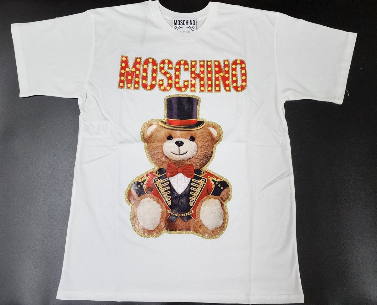 Moschino Teddy Bear Cotton T-shirt, White, NEW