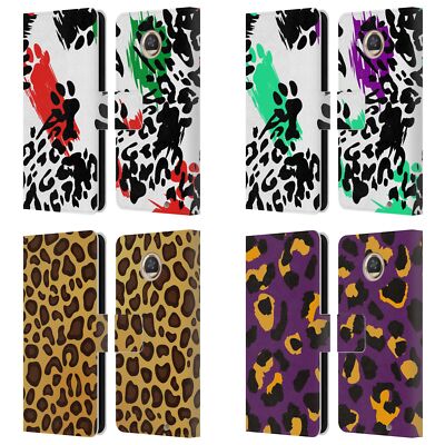 OFFICIAL HAROULITA ANIMAL PRINTS LEATHER BOOK WALLET CASE FOR MOTOROLA PHONES