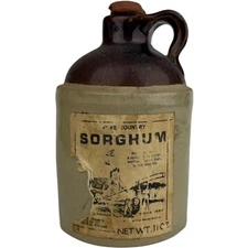 Vintage Pure Country Cedar Rapids Iowa Sorghum Crock Jug Stoneware