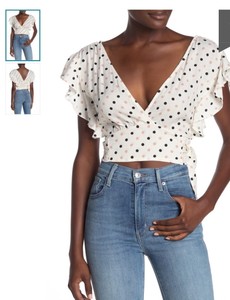 v neck polka dot top