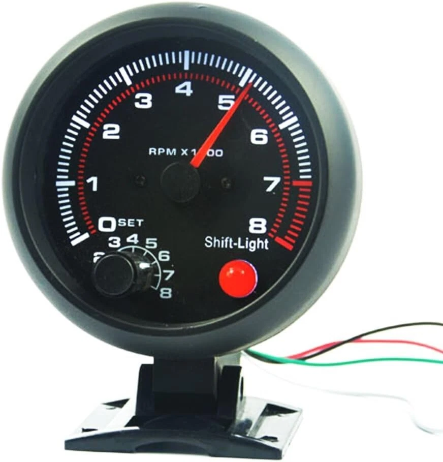3.75-Inch ABS Tachometer with White LED Backlight & Red Shift Light - 0-8000 RPM - Image 4 of 4