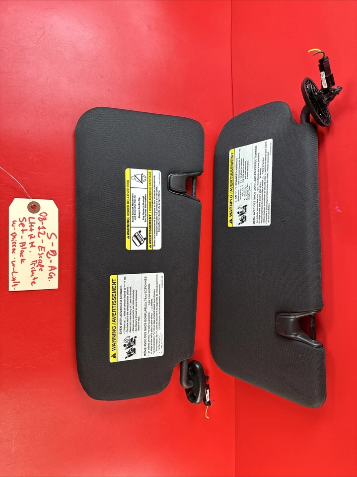 08-12 Ford Escape Mazda Tribute Mercury Mariner Sunvisor Sun Visor Set Black - Image 4 of 4