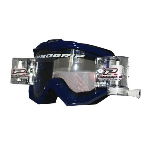 Progrip 3201-RO Race Line Motocross Goggles BLUE with RnR-XL-36mm Roll Off  - Picture 1 of 1