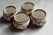4 antiche saline MacIntyre inglesi Imari bordo argento massiccio dipinte a mano anni 20