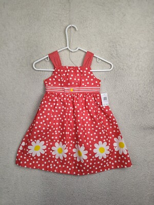 Blueberi Boulevard Girls Dress 6 White Polka Dot Floral 100% Cotton Sleeveless