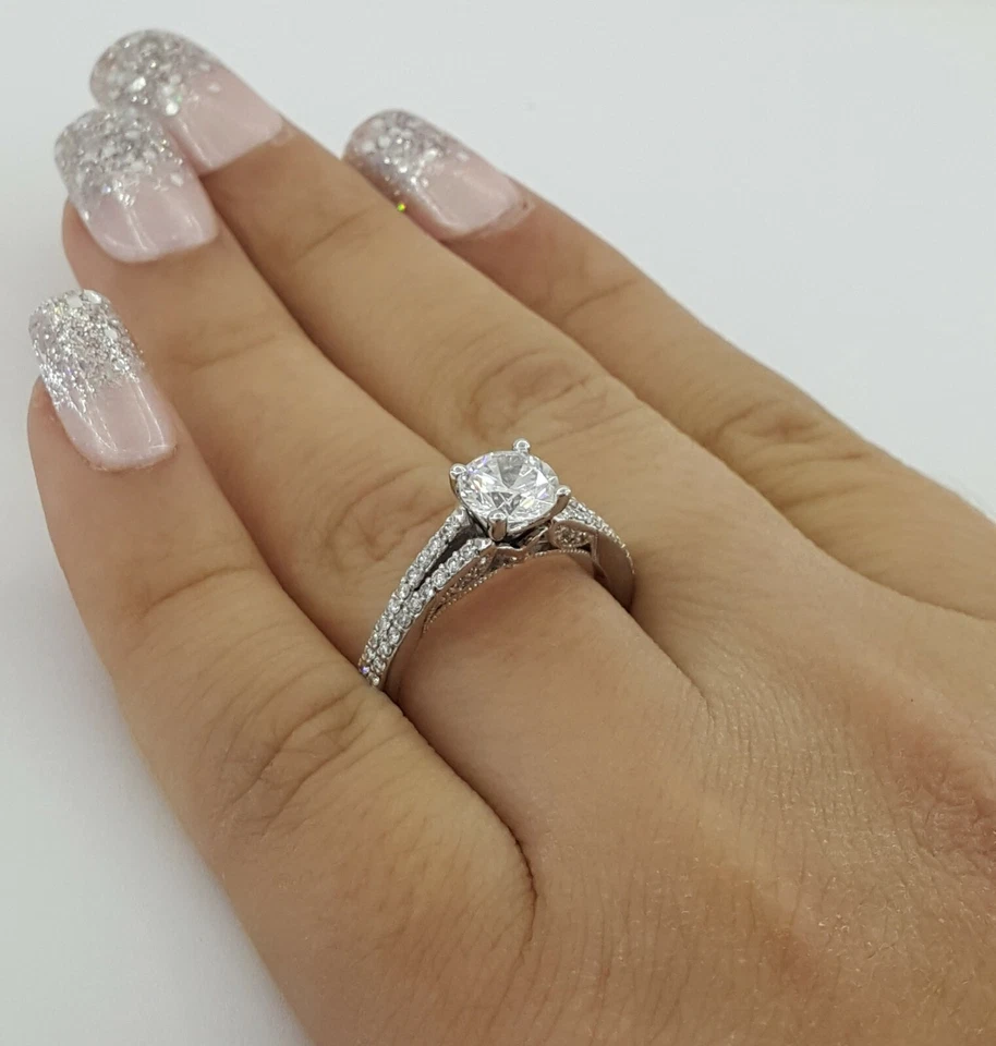 Anillo de compromiso TACORI Simply Tacori 3001 blanco semi-montaje 0,34 ct Rtl $3180 Foto 3 de 4