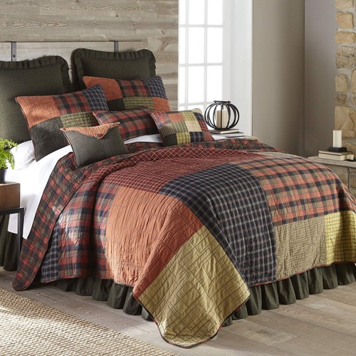 Donna Sharp King Bedding Set - 3 Piece - Woodland Square Cotton Lodge Quilt S... - Picture 2 of 6