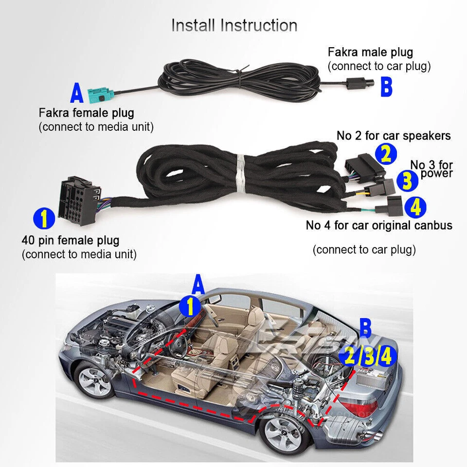 Extension Cable Power & Radio Lead For Mercedes W211 Car Stereo Fibre Optic - Image 3 of 4