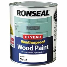 Image of Ronseal 10 Year Weatherproof Wood Paint 750ml - Satin Gloss Finish 2in1