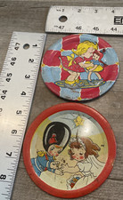 Vintage Animated Ohio Art Company Tin Tea Cup  Plates-Set of 2, 4” Diameter