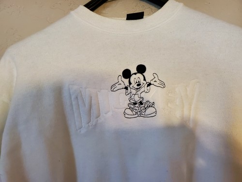 vintage jerry leigh mickey unlimited sweat shirt quilt tuft lettering  sz LARGE 