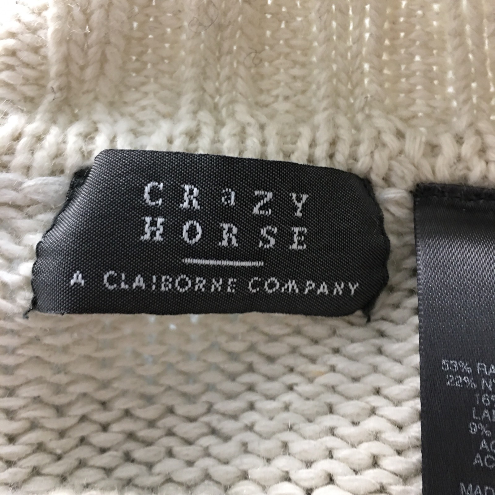 Crazy Horse A Claiborne Company Wool Blend Pullover Sweater Medium eBay