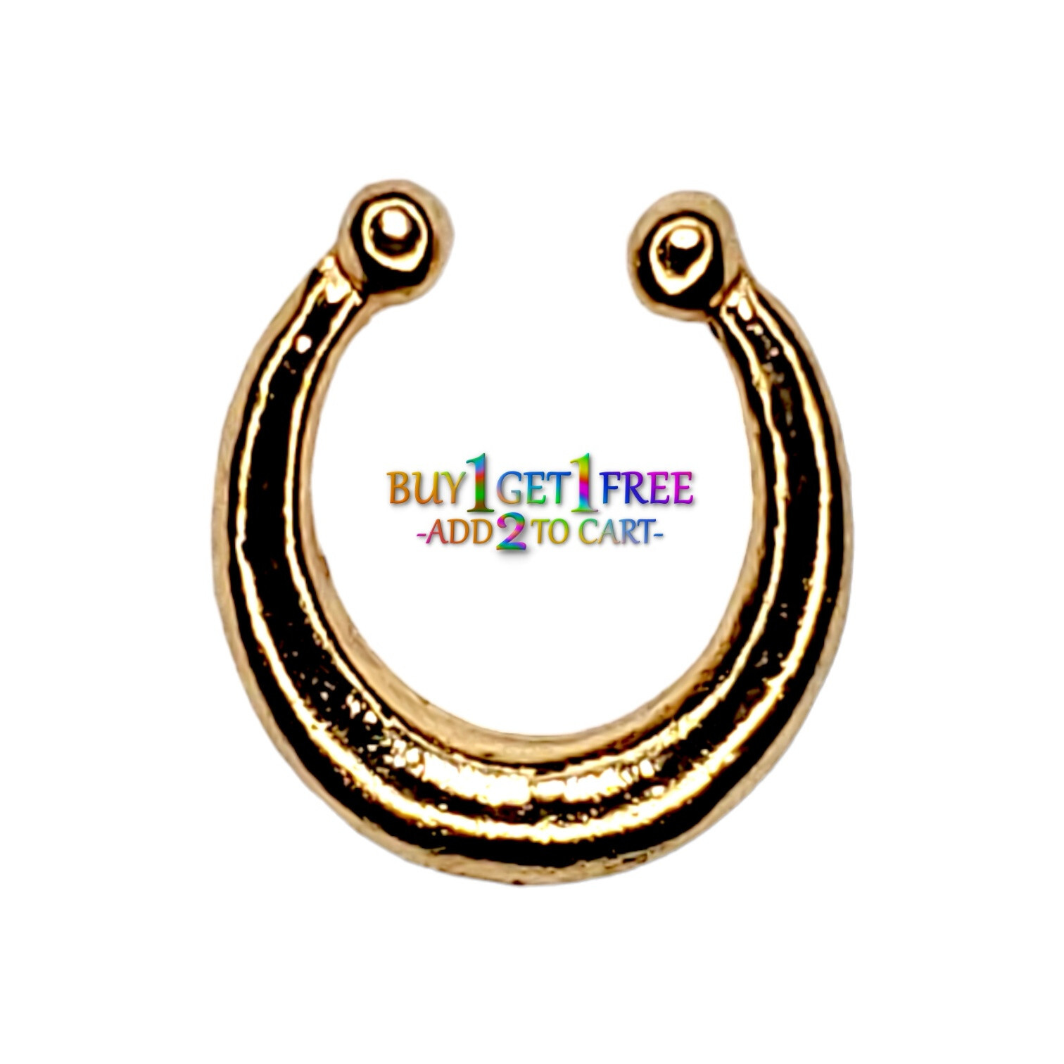 FAUX FAKE SEPTUM CLICKER CZ ClipOn Nose Ring NonPiercing Hanger Hoop
