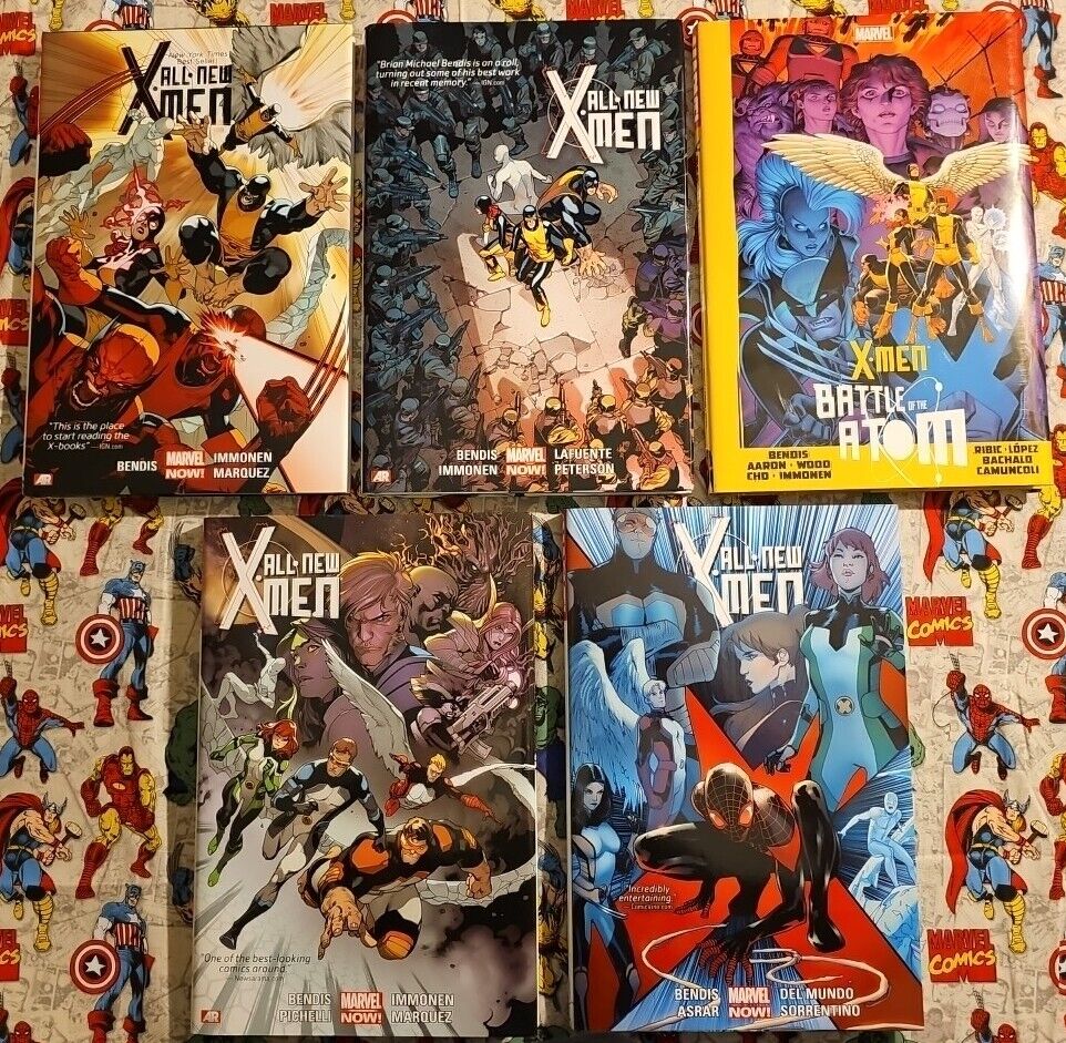 All New X-Men Vol 1 2 3 4 & Battle of the Atom By Bendis Oversized Hardcover Lot