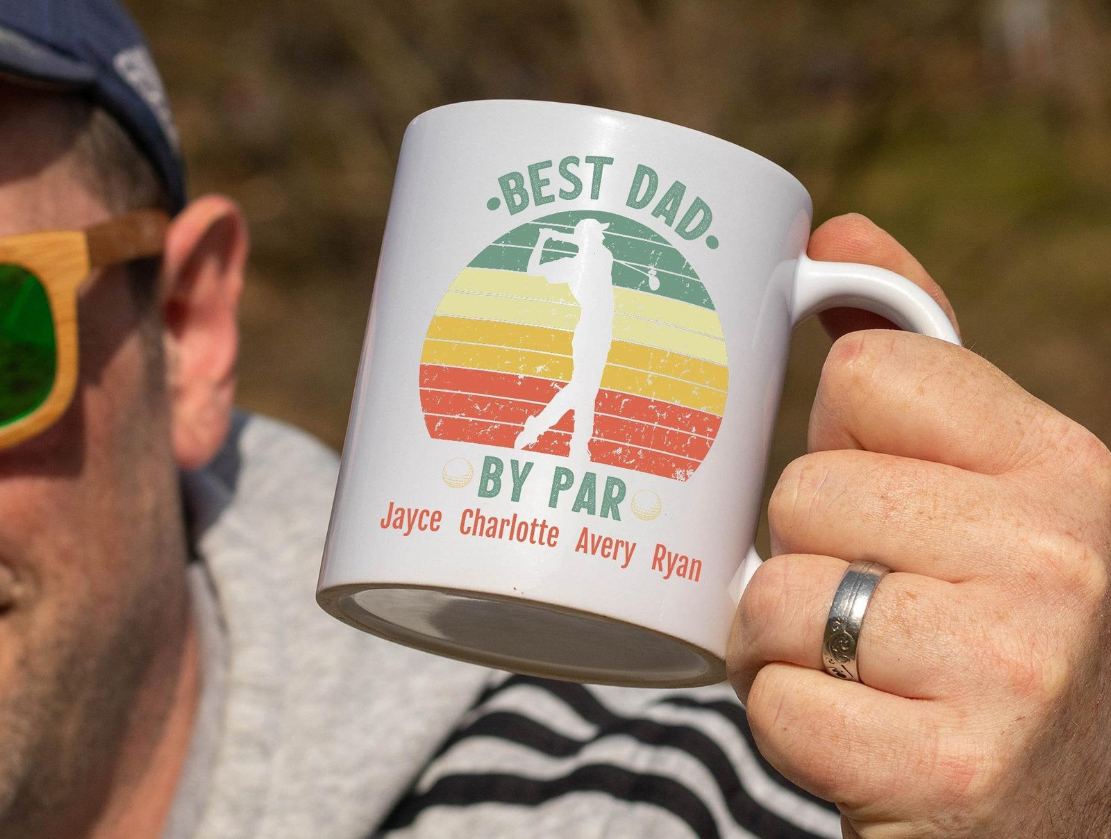 Dad Best Dad By Par Personalized White Coffee Mug Unique Custom Gift For Golfer