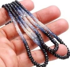 Natural Blue Sapphire Faceted Rondelle 3/4mm Gemstone Beads 16 Inch Long Strand