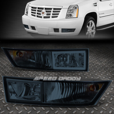 FOR 07-14 CADILLAC ESCALADE EXT ESV SMOKED LENS BUMPER DRIVING FOG LIGHT LAMPS