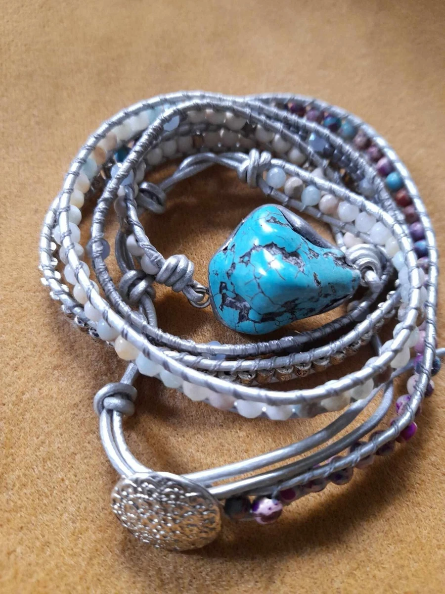 Free Spirit Semi Precious Stones Bracelet Wrap Turquoise Agate