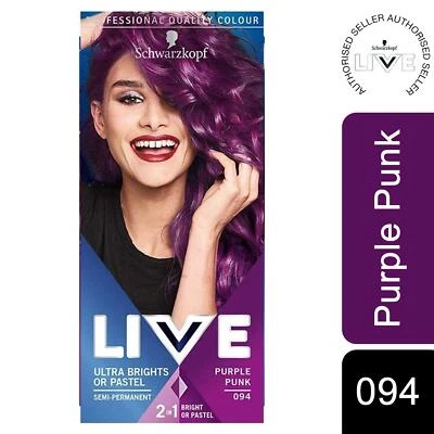 Schwarzkopf Live Ultra Bright or Pastel Semi-Permanent Hair Dye, 094 Purple Punk