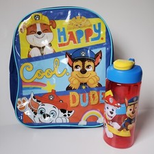 Mochila pequeña Paw Patrol 11x10" Rubble Marshall Chase Preescolar y botella de bebida