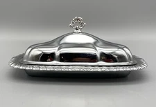 Shelton Ware NYC Chrome Silver Butter Dish with Lid Decorative Handle 3 Pc Set