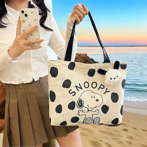 Bolso de Mano de Lona Snoopy Conejo Miffy Lindo Dibujos Animados Gran Capacidad Cremallera y Refuerzo - Imagen 3 de 7