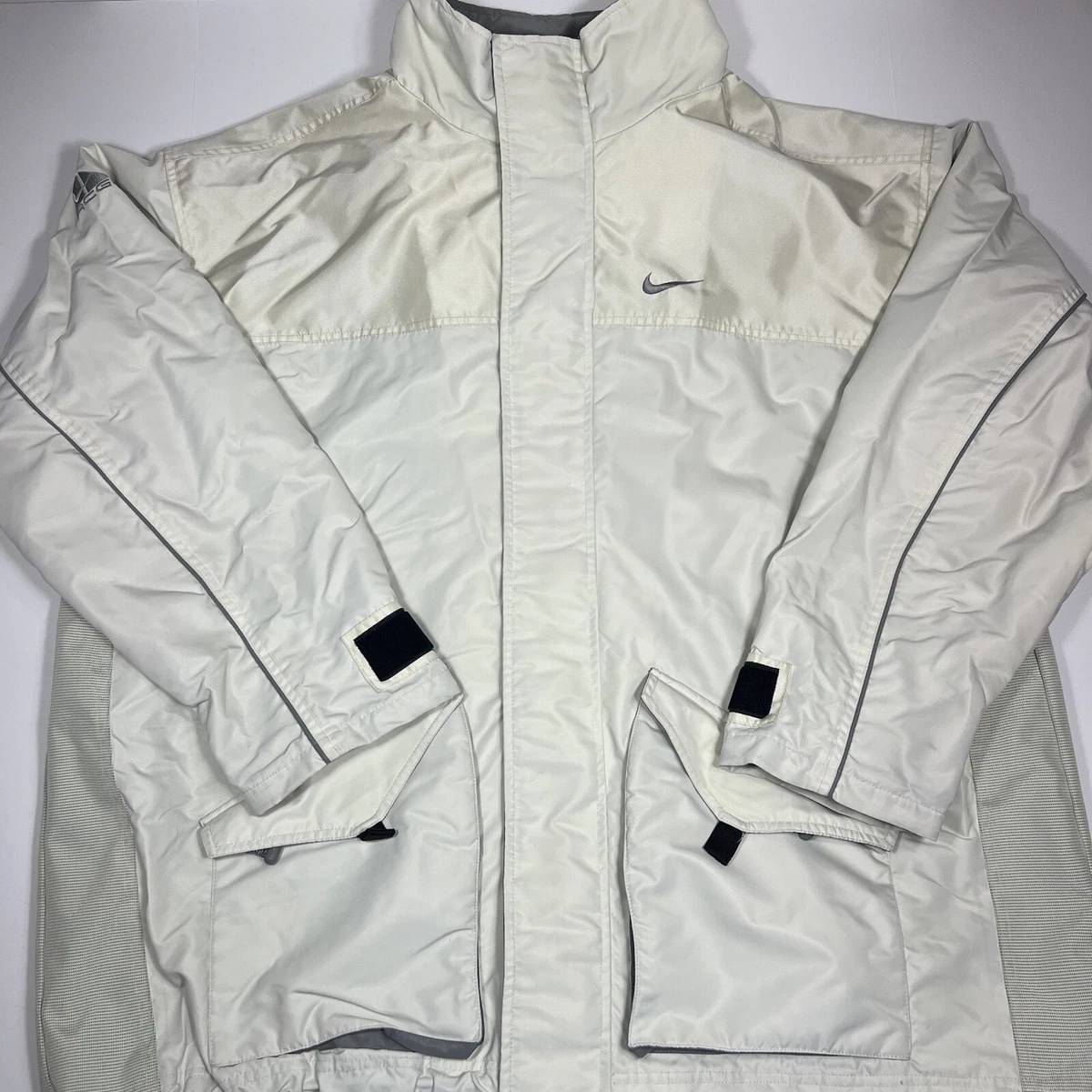 VINTAGE Nike ACG Jacket Outer Layer 3 Ski Utility Jacket Hooded Cream Sz XL