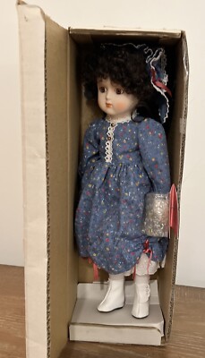 Marian Yu Designs MYD Porcelain Doll with blue flower dress 1987