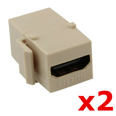 2 Pack Lot - HDMI Keystone Wall Plate Snap-In Jack Insert Coupler Female - Ivory