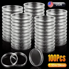 100Pcs 39mm 1.54in Direct Fit Coin Capsule Holder for 1OZ Silver or Copper Round