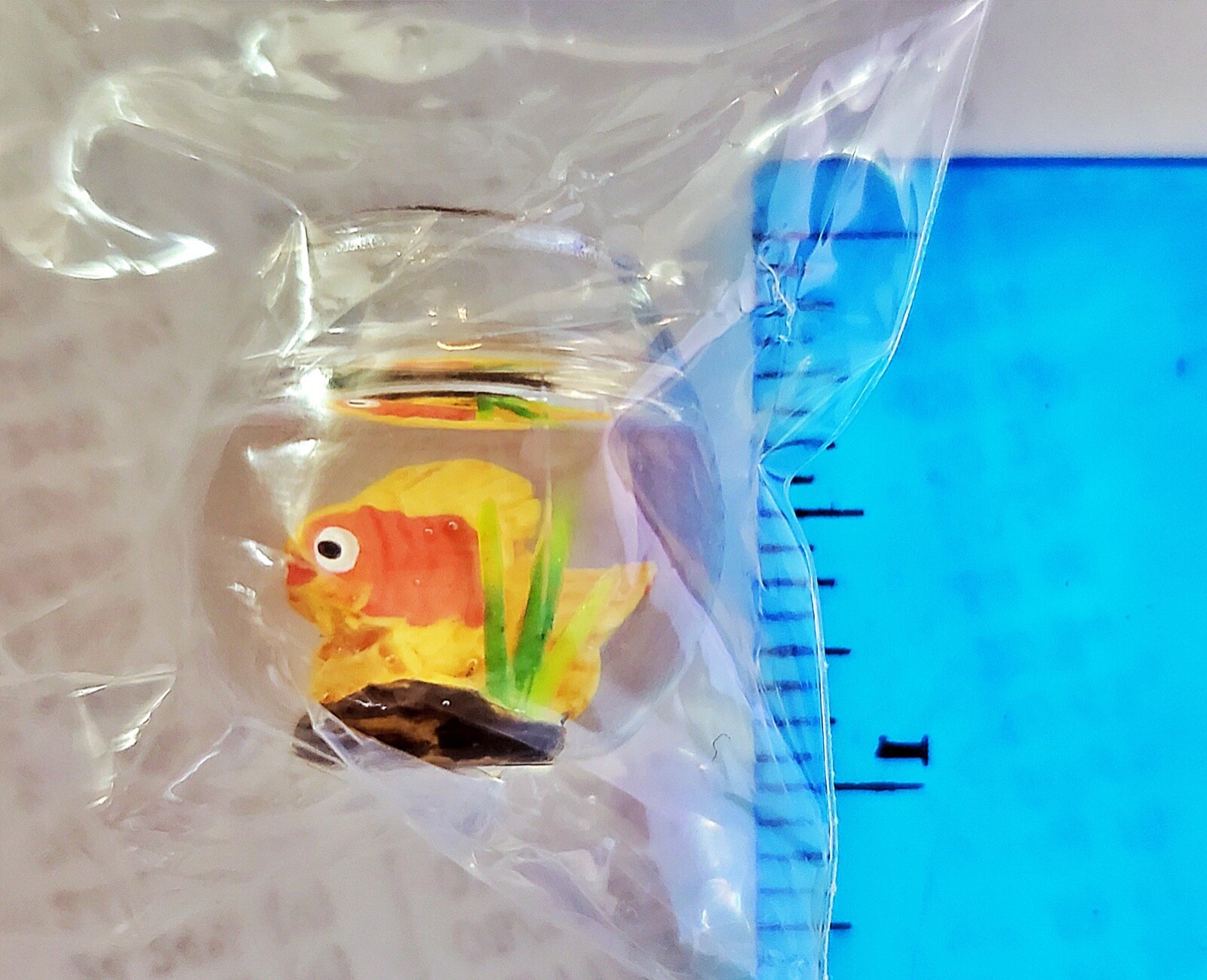 MINIATURE GOLDFISH IN BOWL by SPARROW for DOLLHOUSE / FAIRY GARDEN NIP