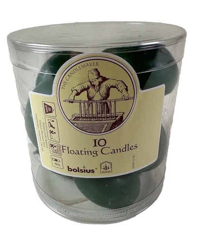 Premium Pine Green BOLSIUS Floating Candles 10Pack 4.5 Hour Burn Vegan