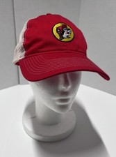 Buc-ees Beaver Mesh Trucker Hat Adjustable Snapback Cap Red White Mascot Bucees