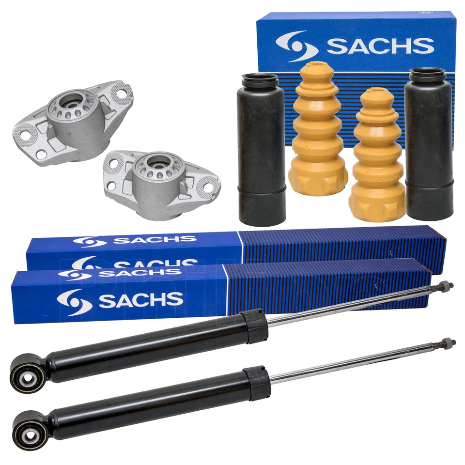 2x SACHS Stoßdämpfer hinten + Domlager + Protection Kit für VW TOURAN 1T