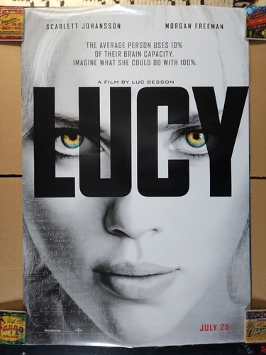 LUCY Movie Poster Original Theater DS 27x40 Scarlett Johansson Morgan Freeman - 第 1/2 張圖片